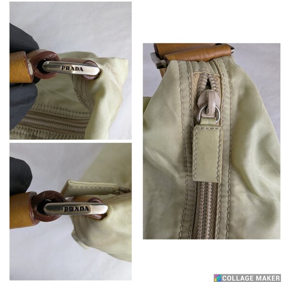 Authentic PRADA Tessuto Nylon Shoulder Bag Light Beige Cream Made in Italy - Picture 5 of 12